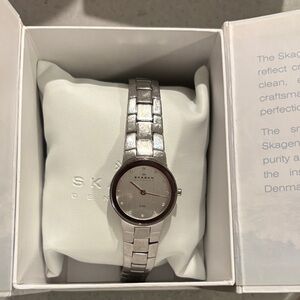 Skagen Silver Watch with Crystal Numbers